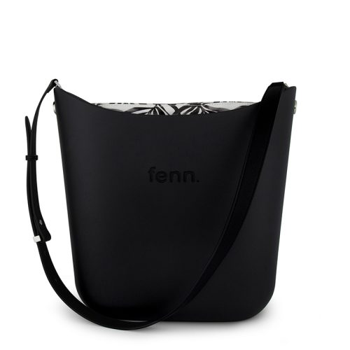 Elegant Fenn - Black - Pattern Inner - Silver Zip - Black Flat Adjustable Strap