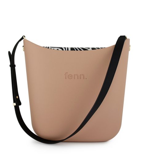 Elegant Fenn - Mocha - Pattern Inner - Gold Zip - Black Flat Adjustable Strap