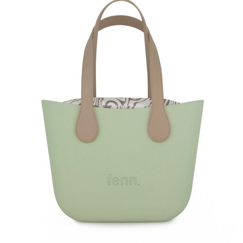 Petite - Pastel Green - Pattern Inner - Gold Zip - Light Stone Flat Handle