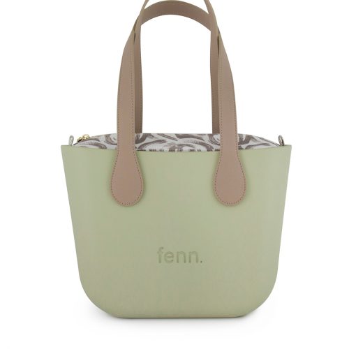 Petite - Pastel Green - Pattern Inner - Gold Zip - Light Stone Flat Handle