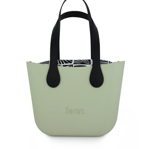 Petite - Pastel Green - Pattern Inner - Silver Zip - Black Flat Handle