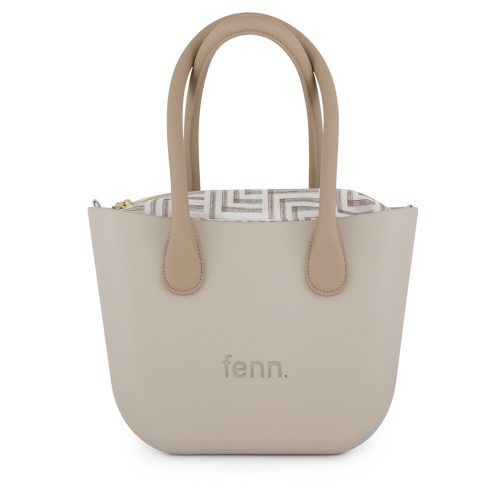 Petite - Mushroom - Pattern Inner - Gold Zip - Light Stone Round Handle