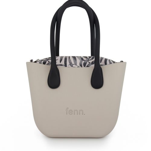 Petite - Mushroom - Pattern Inner - Silver Zip - Black Round Handle