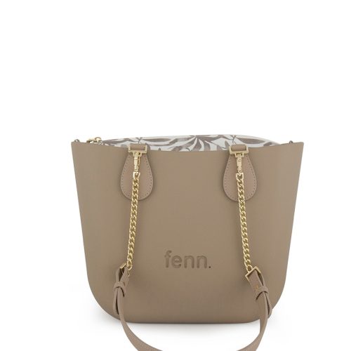 Petite - Stone - Pattern Inner - Gold Zip - Light Stone/ Gold Chain