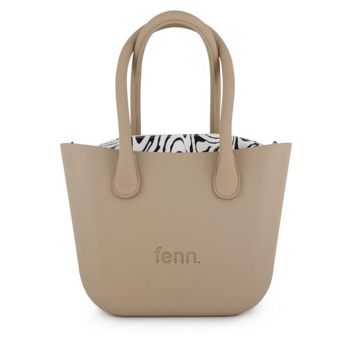 Petite - Stone - Pattern Inner - Gold Zip - Light Stone Round Handle