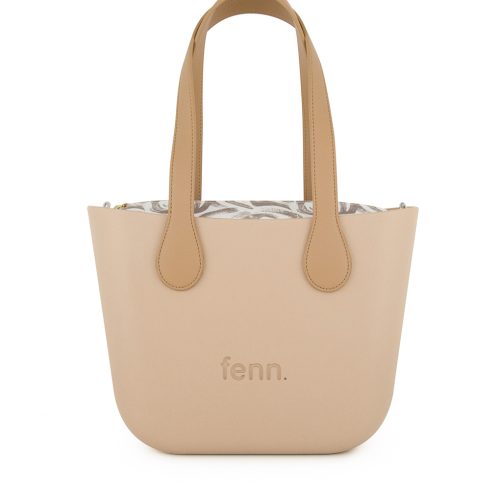 Petite - Sand - Pattern Inner - Gold Zip - Light Tan Flat Handle